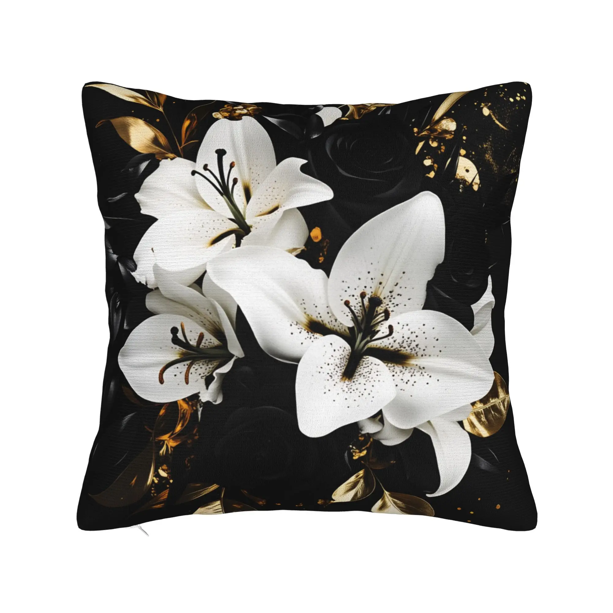 Black White Gold Flower Pillow Case  Fashion Pillow Cover Comfy Pillowcases For Wedding Party Home Decor