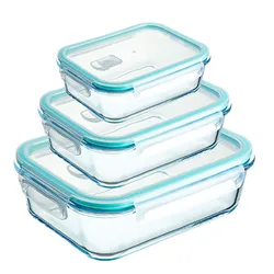 High Borosilicate Glass Lunch Box Microwave Heating Sealed Bento Boxes Refrigerator Freezer Box Fresh-keeping Soup Bowls