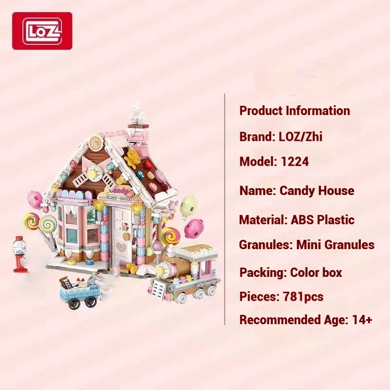 LOZ street scene building model desktop ornament, Christmas house model assembly, children's building blocks toys birthday gift