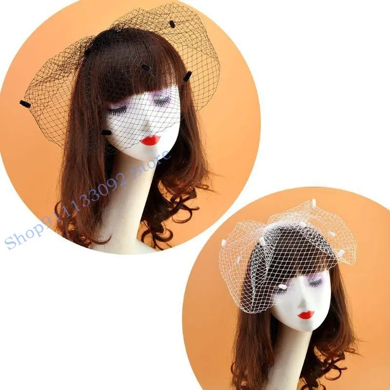 H9ed Womens Vinrage الأنيقة الزفاف الساحرة شبكة السمكة الشبكة الشبكة