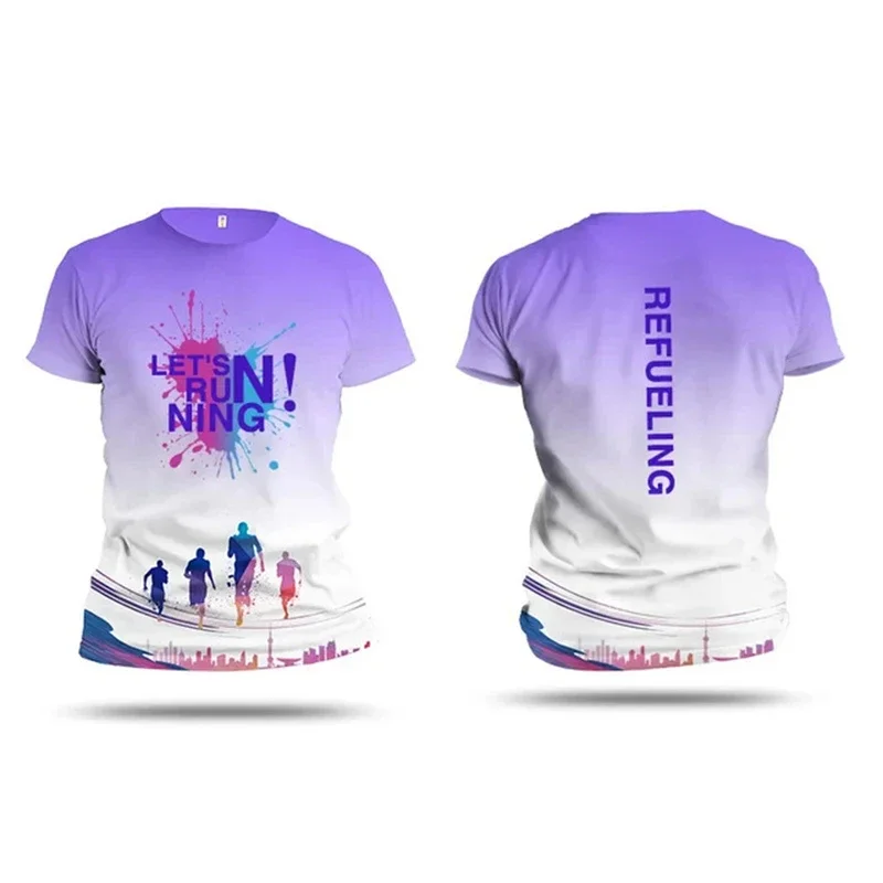 Herren T-Shirt Outdoor Fitness Lauf Sport T-Shirts Sommer Neu Lässige Damen Kurzarm-Tops Mode 3D Farbverlauf Harajuku Tops