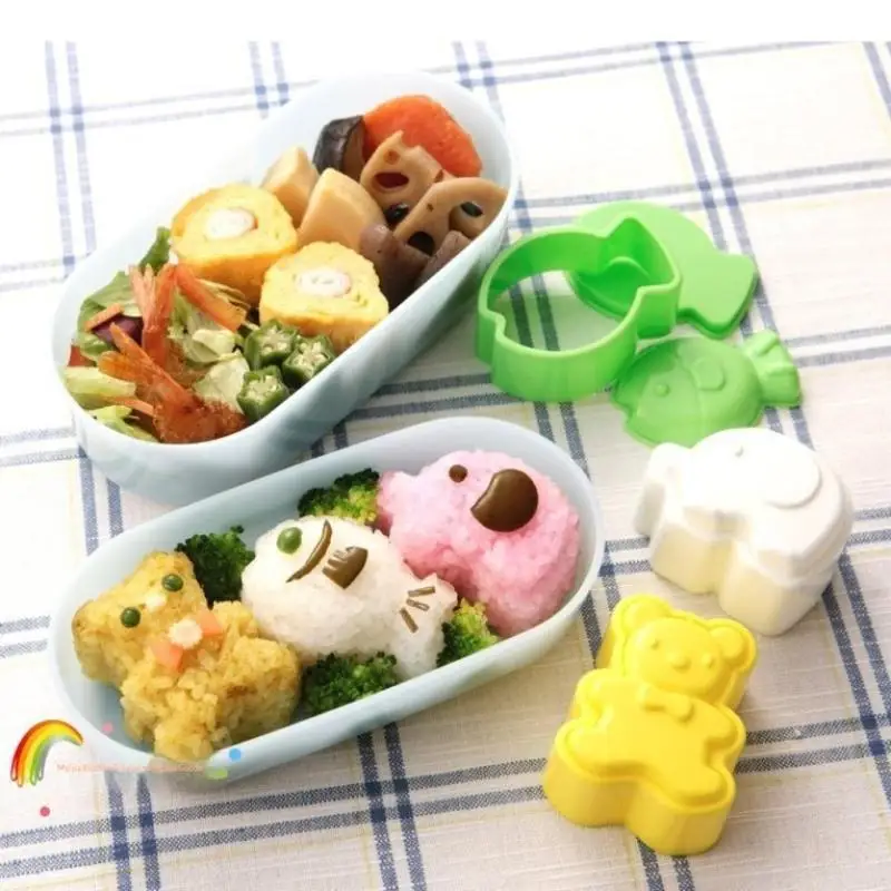 3 PCS Sandwich Crust Cutter Cookie Bread Mold Bento Maker Rabbit Panda Flower