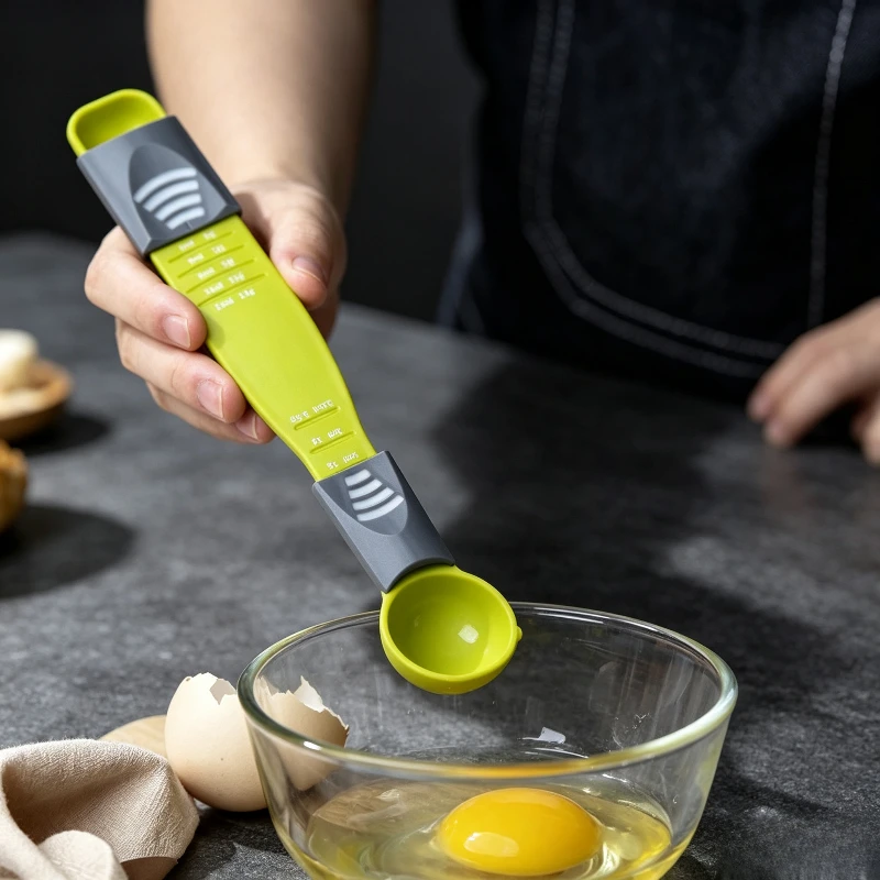 Adjustable Measuring Spoon Kitchen Baking Metering Scoop Sliding Precise Scale Spoon for Salt Milk Powder Seasoning Cooking Tool