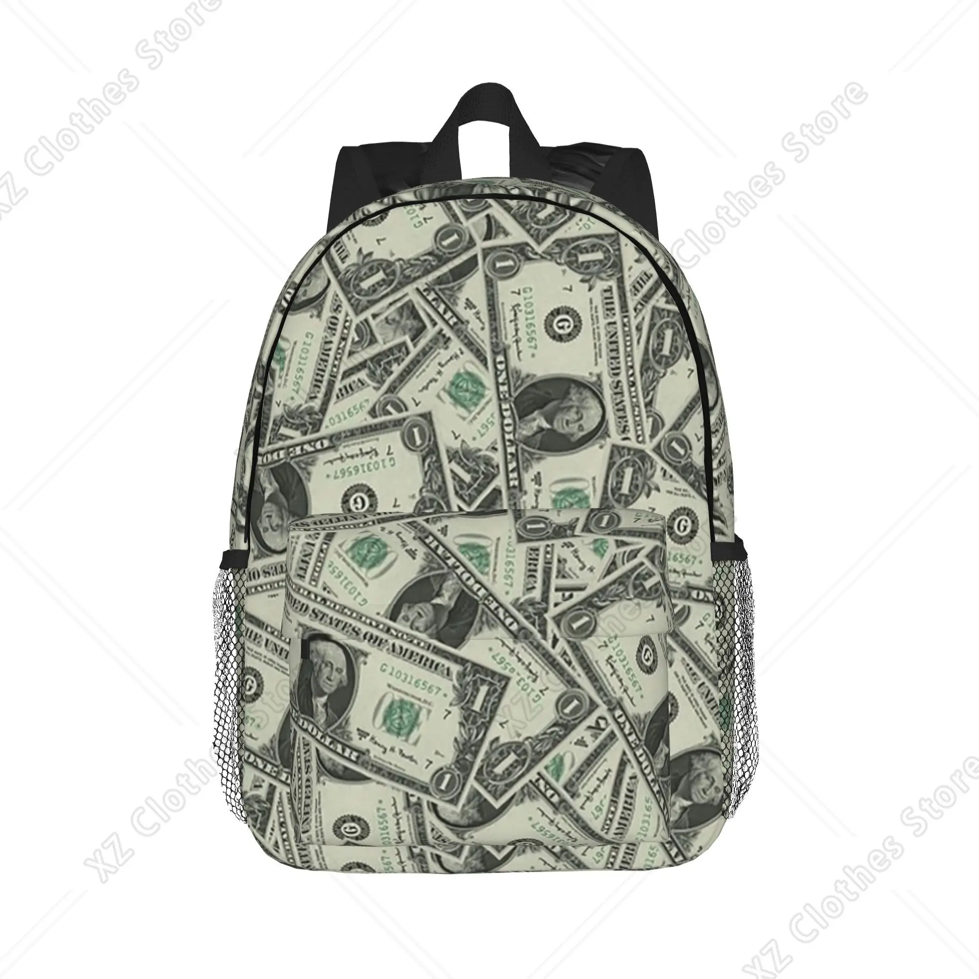 Money Dollars Bill Pattern Backpack Hot Sale Daypack Large Capacity Boys Girls BookBag Shoulder Bags for Men Women School Bag