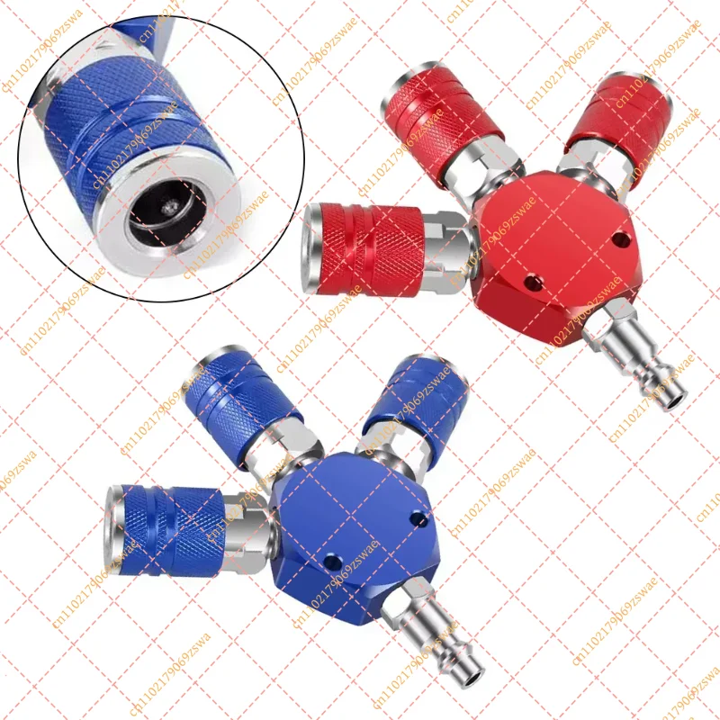 1/4 Inch NPT 3-Way Air Manifold Splitter Hex Style Brass Body with 3 Quick Couplers