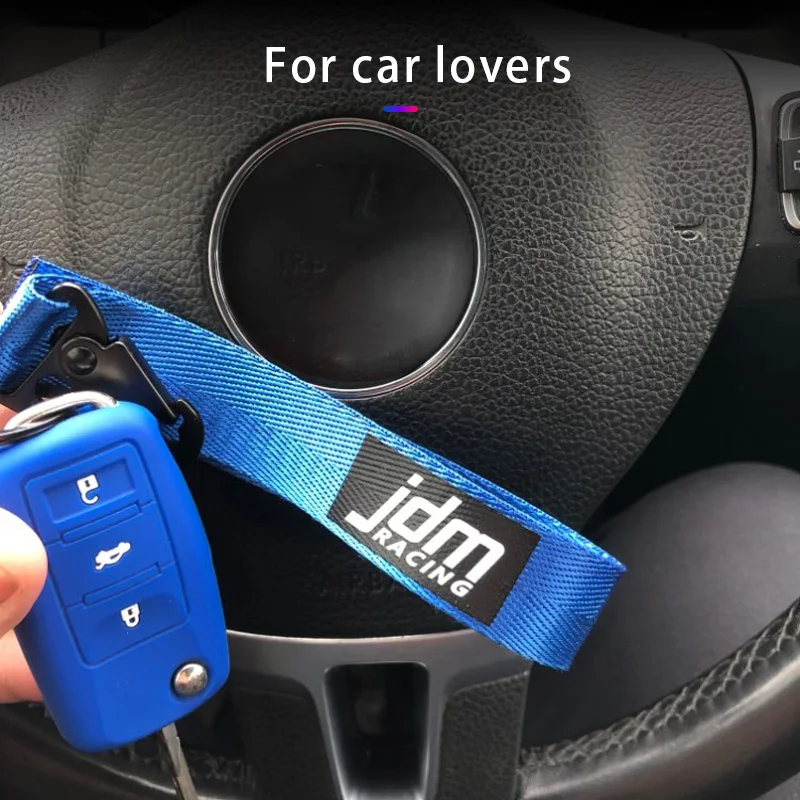 Trendige Auto-Schlüsselanhänger mit Nylonband, Blauem Gurtband und Stahlfederclip, Schlüsselband-Accessoire – Detail 12