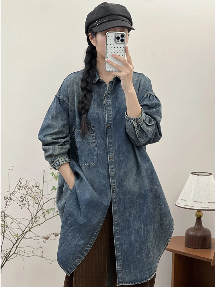 Max LuLu 2024 Fall Long Clothes Womens Fashion Loose Vintage Ripped Denim Trench Coats Ladies Casual Classic Luxury Windbreakers