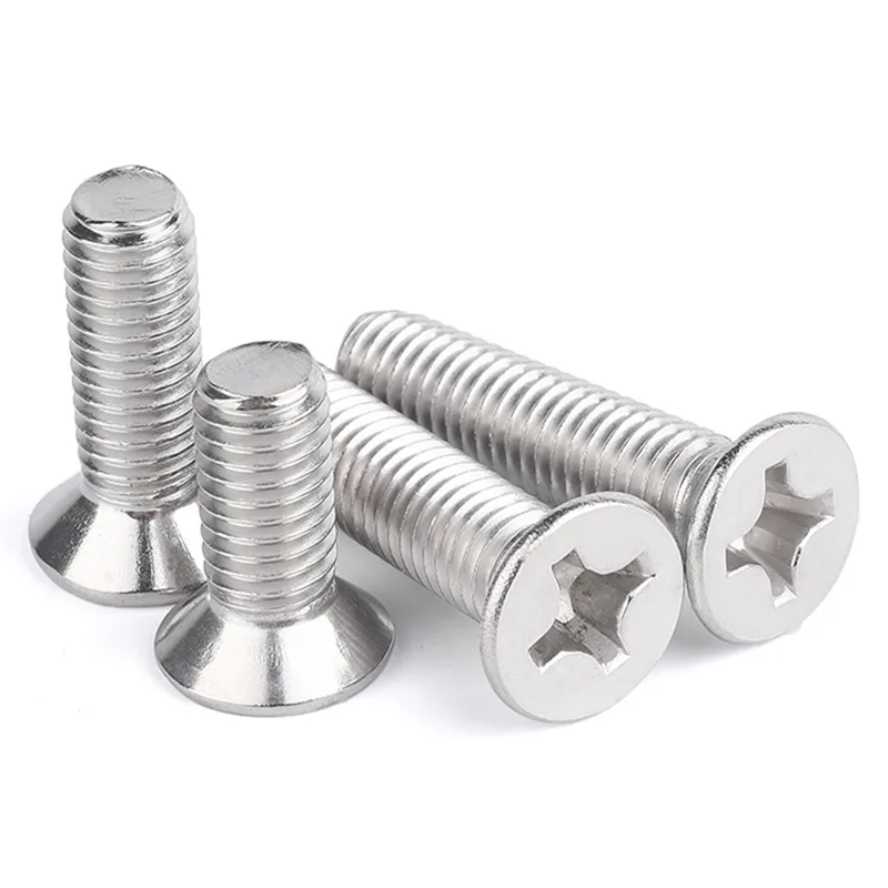 Tornillos de máquina avellanados de acero inoxidable 304, tornillo cruzado Phillips de cabeza plana M3 M4 M5, Kit de fijación de Hardware, 10/50 Uds.