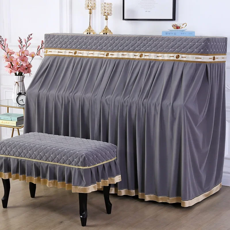 

Thickened European-style elegant piano full cover fabric open piano cover piano stool cover without dust cover.