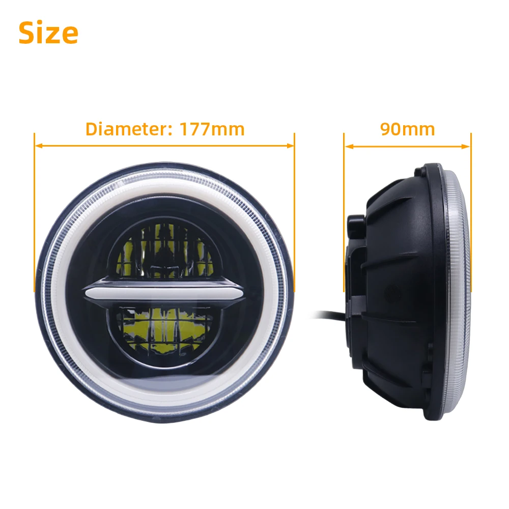 Motorcycle 7 inch LED Headlight with Angel Eyes Halo Ring for BMW R Nine T for Yamaha XVS650A for Indian Chieftain LED Headlamp