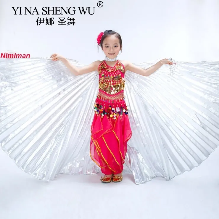 

Детские аксессуары для танца живота для девочек, крылья, детские крылья Исиды для танца ангела для детей, золото (без палочек)