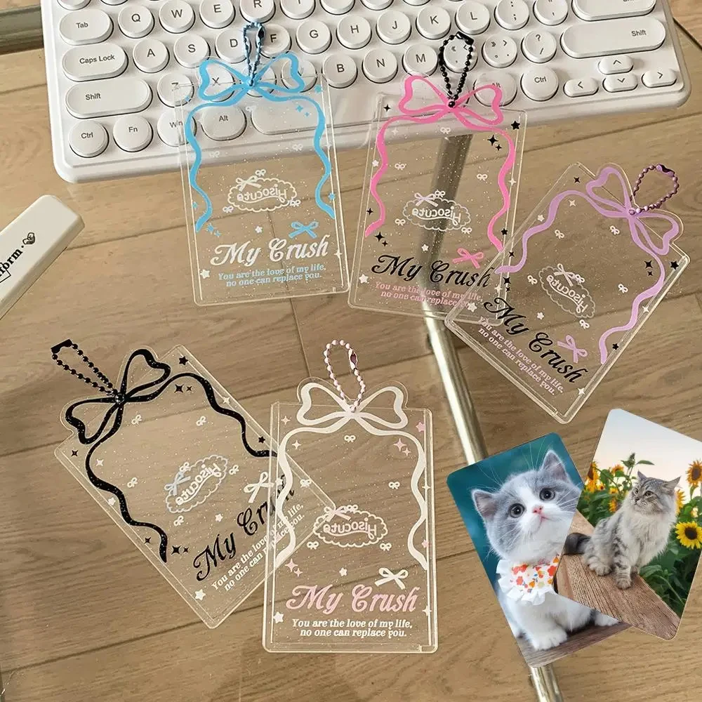 Mini Cute INS Kpop Card Holder Transparent Acrylic Card Display Pendant Girls Photo Cover Photocard Protector Student Badge Case