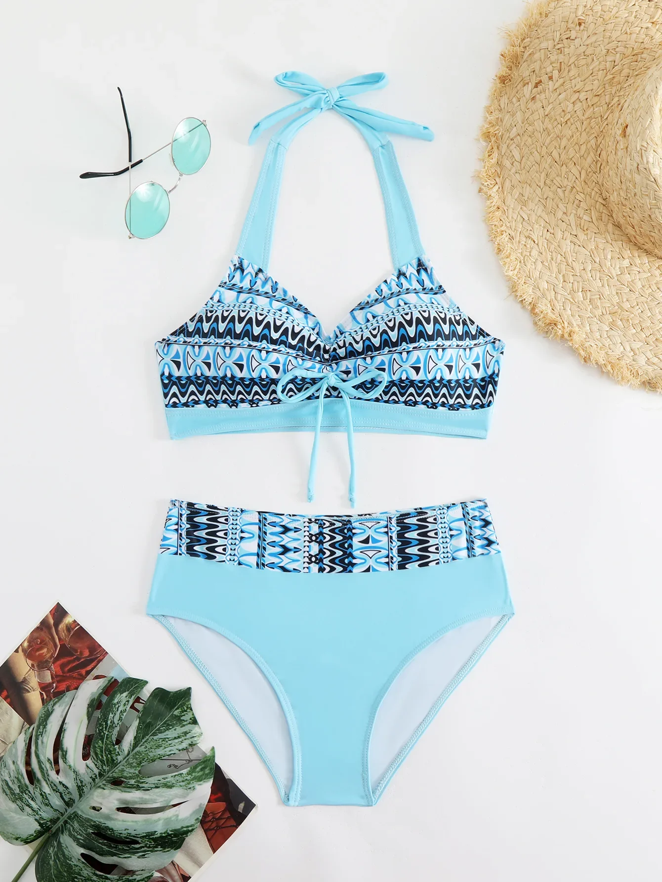 Sexy flor conjuntos de biquinis duas peças maiô vintage banho feminino biquini brasileiro cintura alta beach wear maiô 2025