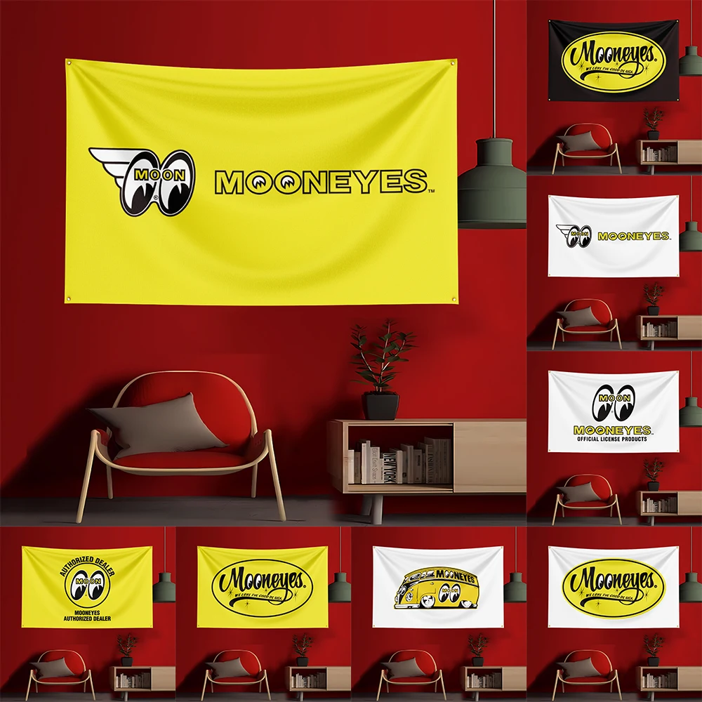 

3X5 FT W-Mooneyes Game Flag Polyester Printed Party Flag for Garage Room Decoration