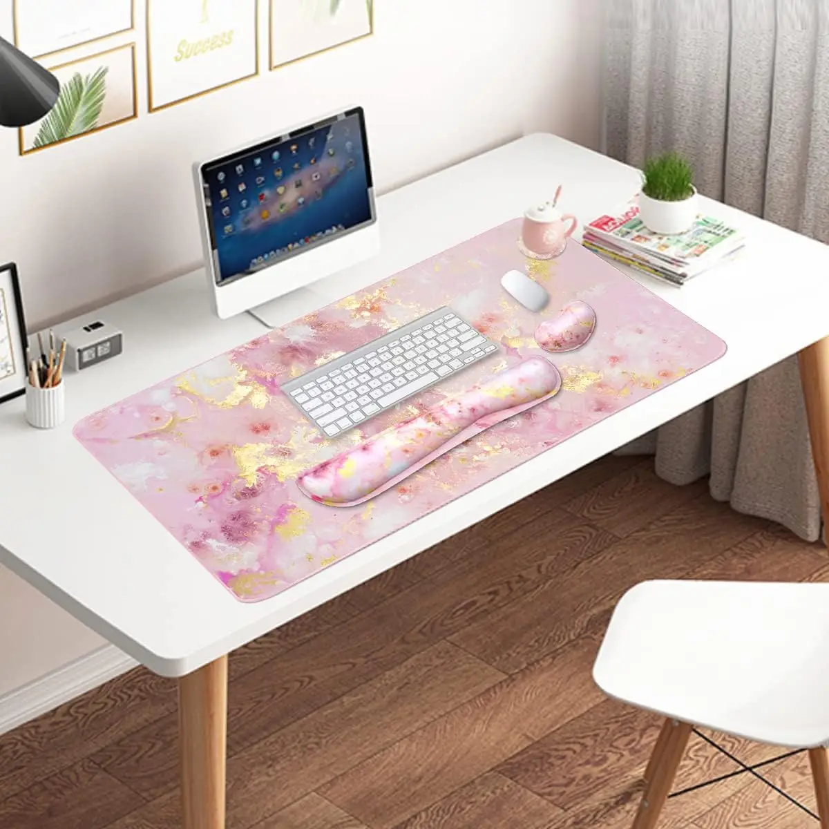 Large Gaming Mouse Pad with Keyboard Wrist Rest and Mouse Wrist Support Set, Extended Waterproof Desk Mat for Home Office Study - view 6