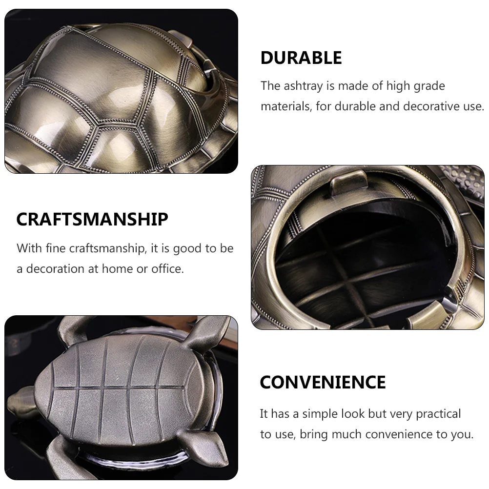 

1pc Retro Metal Turtle Ashtray Vintage Cigarette Butt Container Desktop Smoking Tray Home Office Decor Cigar Ash Tray