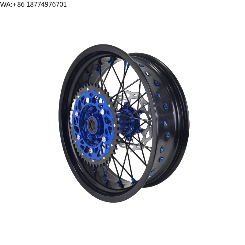 Yz 125 Motorcycle Wheels 3.5-4.25  Cnc Blue Hubs Black Rims Supermotard