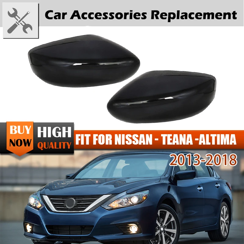 For Nissan Altima 2013 2014 2015 2016 2017 959-191 96374-3TH0A 2pcs Glossy Black  Rearview Side Mirror Cover Wing Cap