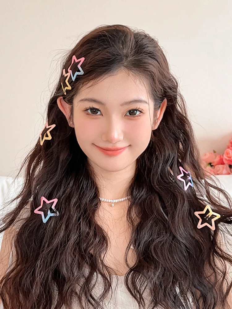 

iny Star adient Hair Clips Sweet Cool Girl Side Bangs BB Clips Hair Accories Korean Sle Faion Jewelry
