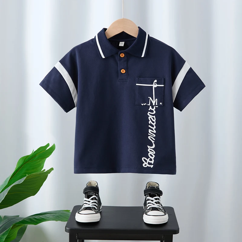 

2025 Children's & boys summer short sleeved cotton Polo Shirts T-shirt for preschool boys school outdoor top for children's