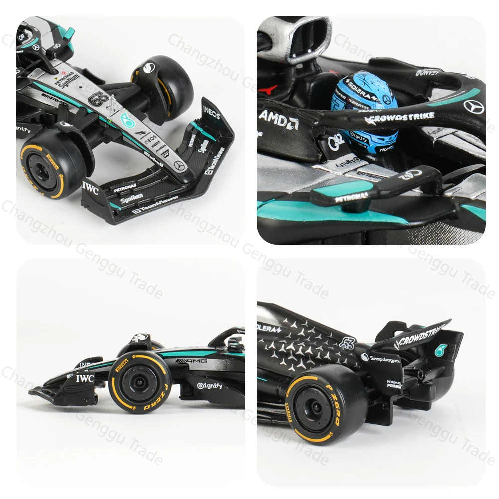 Bburago 1:43 مرسيدس AMG 2025 W16 E الأداء محاكاة ثابتة دييكاست سبيكة نموذج F1 سباق صيغة سيارة صندوق أكريليك #6