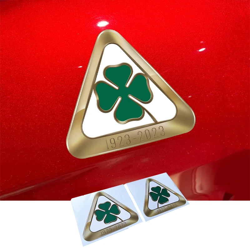 For Alfa Romeo Clover 100th Anniversary Logo Autodelta 60th Anniversary Badge Decorative Sticker