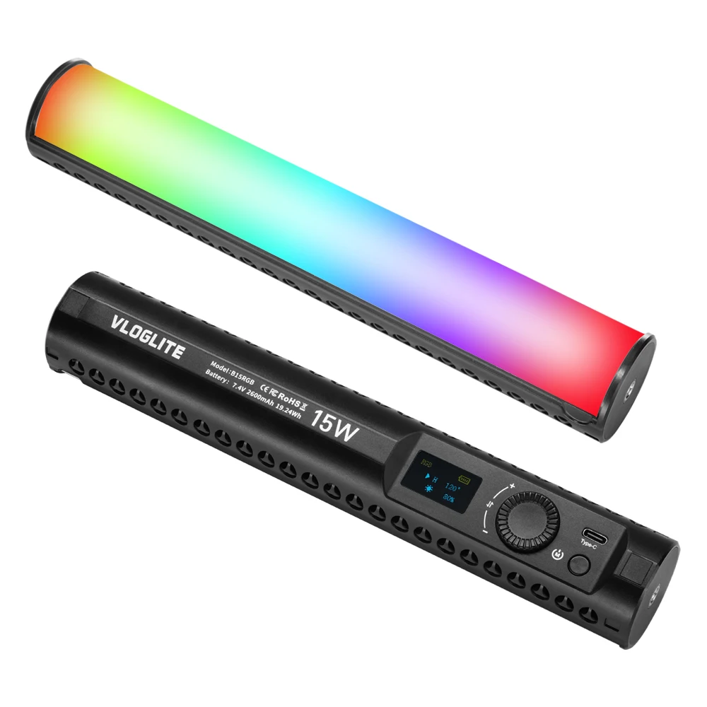 B15 RGB Photography Lighting Video Light Stick Wand With Tripod Stand Party Colorful LED Tube Lamp Fill Light with Barndoors