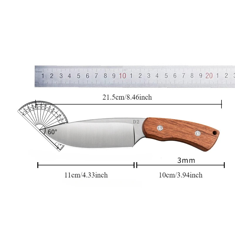 BAKULI-M50 Sapele Wooden Handle Kitchen Knife,Integrated Precision Steel Blade,Meat Knives,Fruit Knife,Comes with Knife Cover