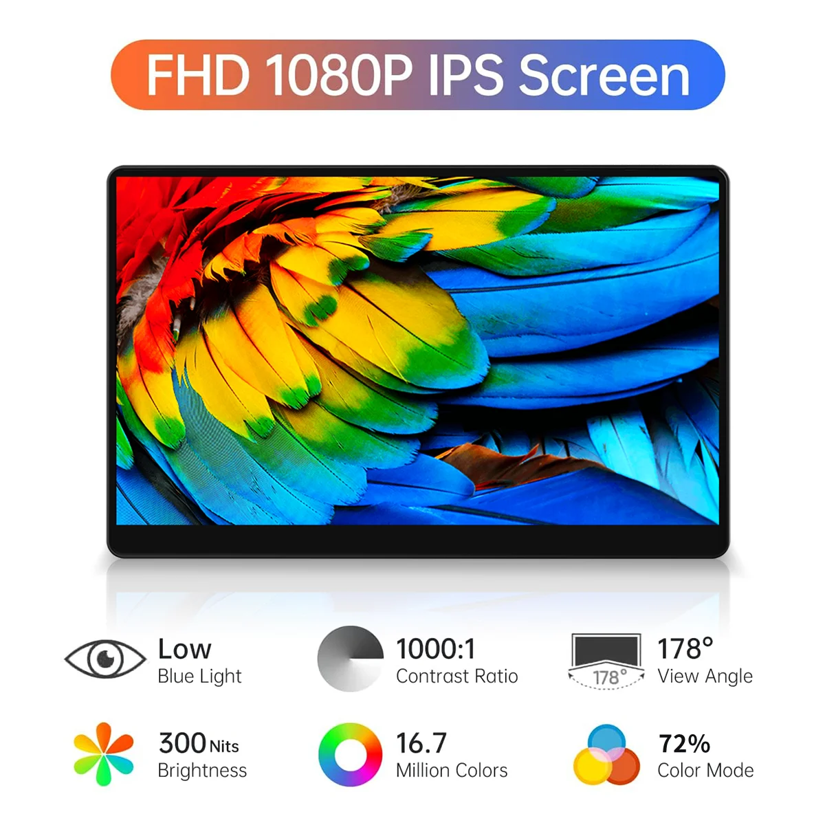 Imagem -02 - Touchscreen Monitor Portátil de Jogos 60hz 1920x1080 Ips Monitor para Xbox Switch Laptop ps Steam Deck Unew15.6