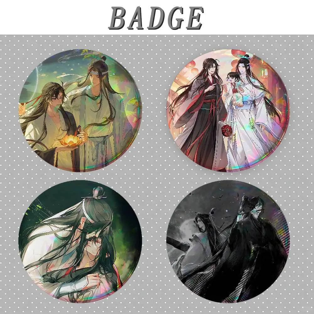 Mo Dao Zu Shi Badges Round Brooch Cute Cartoon Idol Cosplay Badges DIY Backpack Clothing Jewelry Pins