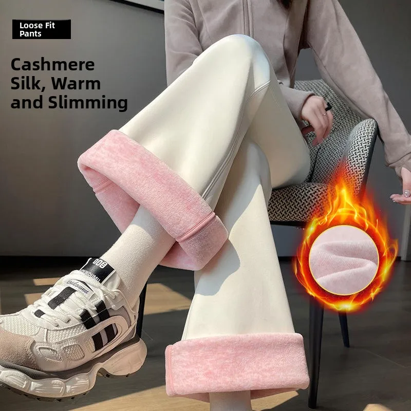 

Thiened Fce Yoga Pants Women's Outerwear Winter arkskin Bell Bot Butt Lifting a Elastic Fitn Gym Trousers