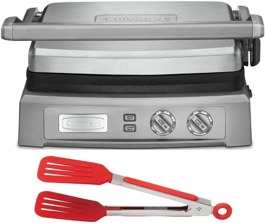 Deluxe (Brushed Stainless) Bundle with Nylon Flipper Tongs (2 Items)