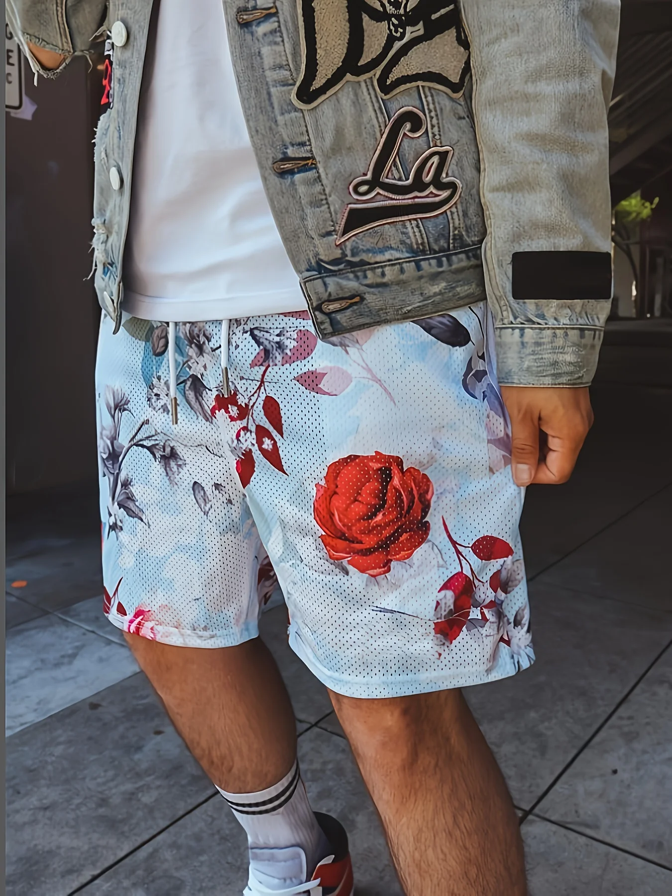 

2026 Summer New Men's Shorts - 3D Trendy Brand Rose Flower Print Casual Fashion Street Style Comfortable Lightweight Soft