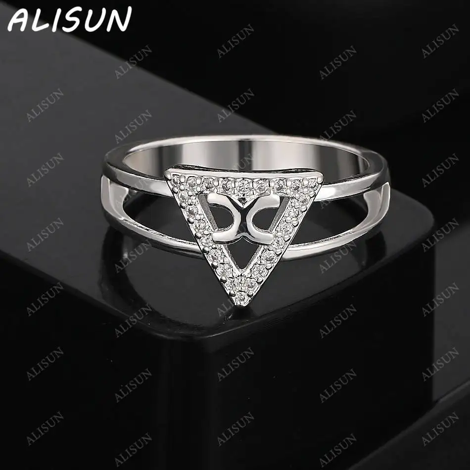 

ALISUN 925 Sterling Silver Size 7-10 Zircons Triangle Ring For Women Men Grace Jewelry Trend Fashionable Birthday Party Gifts