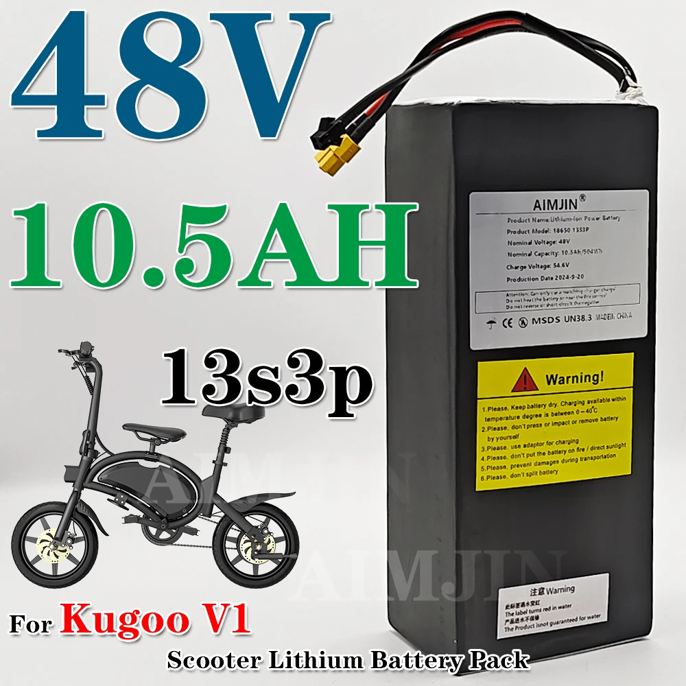 Original 48V Battery 10500mAh/504Wh 13S3P Lithium ion Battery Pack with BMS For Kugoo V1 Bicycle