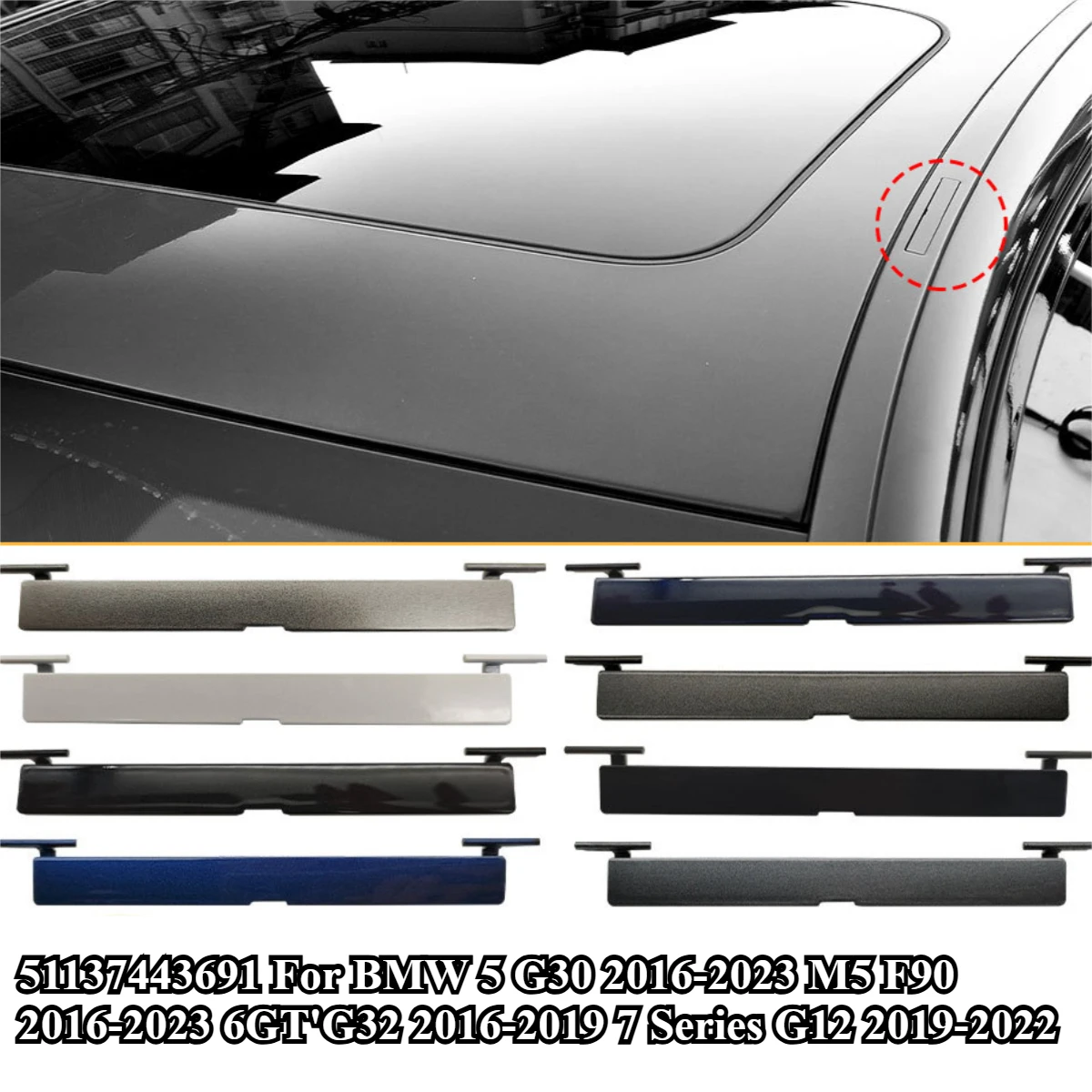 Roof Rack Cover Cap Plate 51137443691 For BMW 5 G30 2016-2023 M5 F90 2016-2023 6GT'G32 2016-2019 7 Series G12 2019-2022