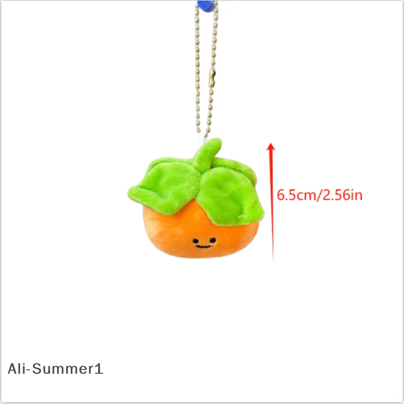 لطيف أربع أوراق صغيرة البرسيمون الفاكهة أفخم دمية دمية محشوة المفاتيح قلادة ظهره حقيبة ساحرة حلية دوول الحلو فتاة هدية