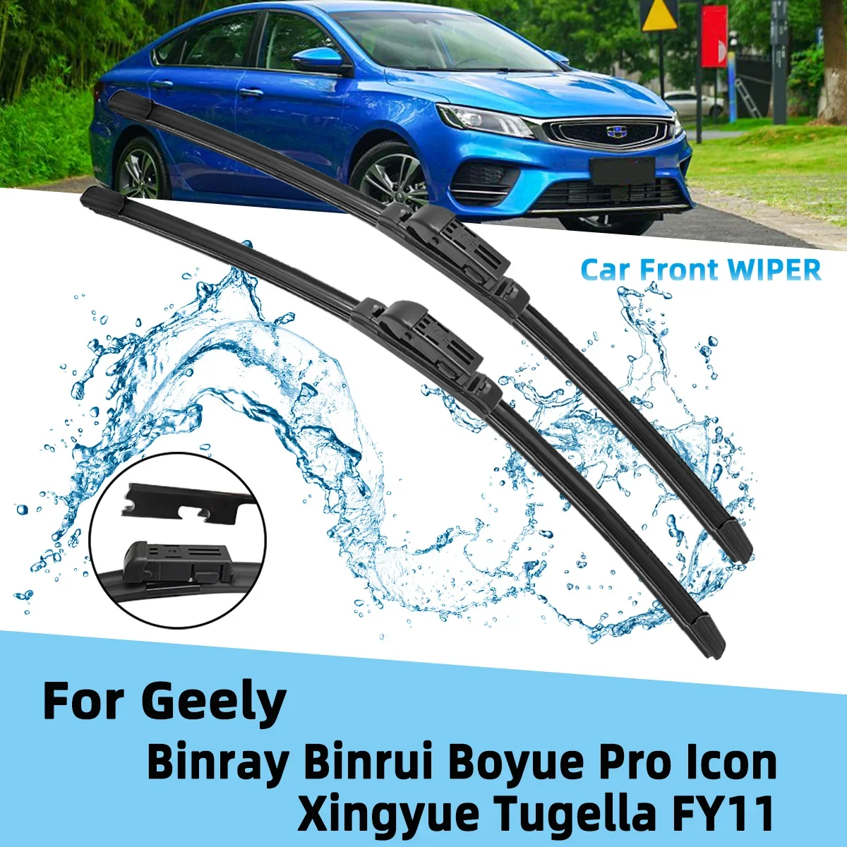 Front Wiper Accessorie Double Rubber Car Wipers for Geely Binray Binrui Boyue Pro Icon Xingyue Tugella FY11 2018-2022 Upgraded