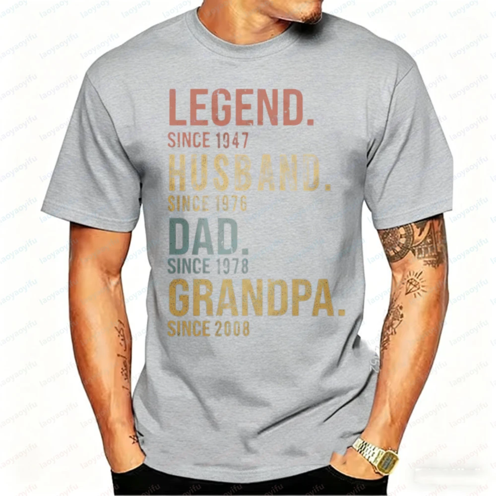 Legend Husband Dad Grandpa Shirt Dad T-Shirt Father's Day Gift Men Clothing Streetwear Graphic T Shirts High Quality Cotton Tops