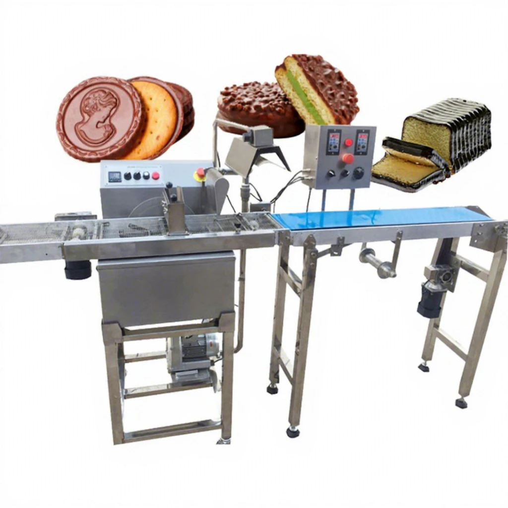 HNOC Factory Automatic Chocolate Coating Mini Chocolate Covering Machine Small Chocolate Enrobing Line With Cooling Tunnel