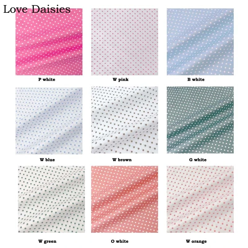 100%Cotton Twill GREEN PINK BROWN BLUE ORANGE KHAKI white polka dot fabric for DIY Cushion Patchwork Handwork HOME Decor Textile