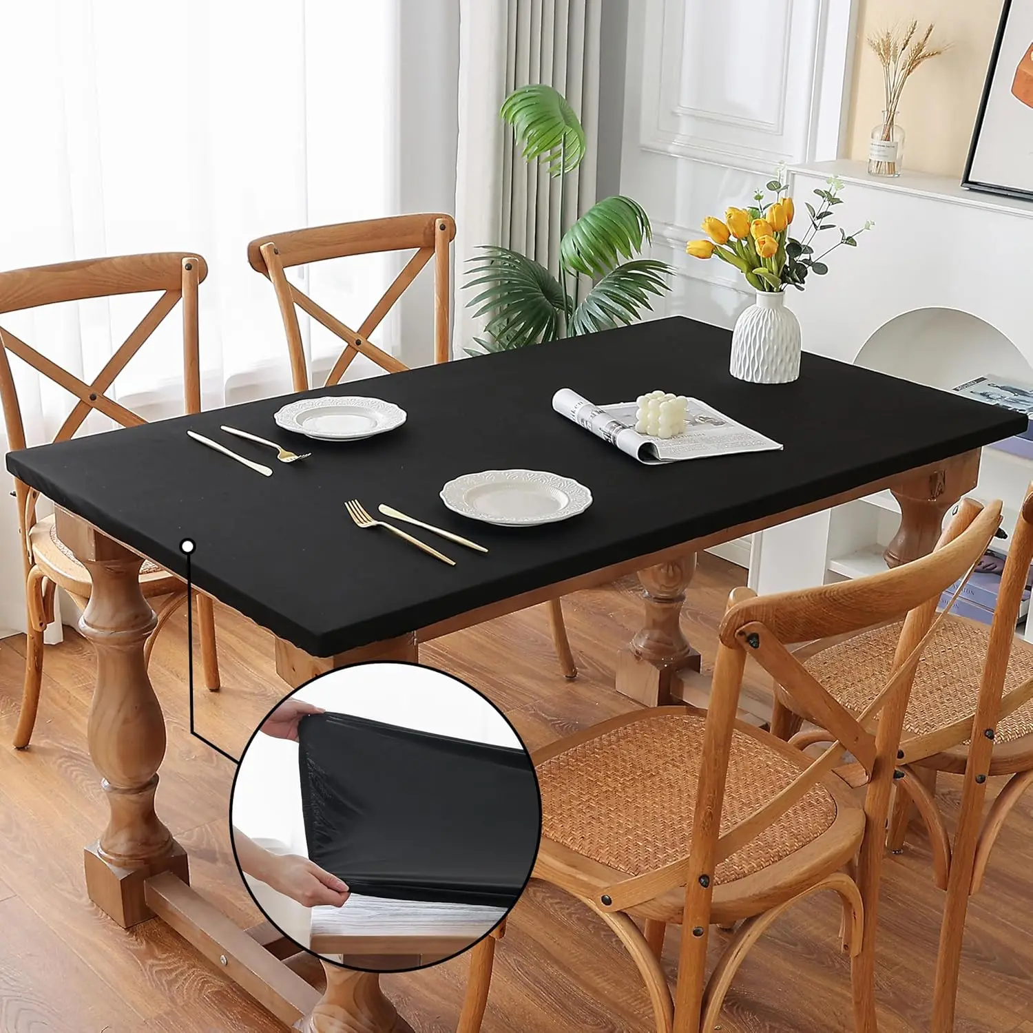 Spandex Table Cloth,Elastic Fitted Tablecloths for Picnic,Stretch Washable Patio Table Cover for Camping,Banquet and Parties