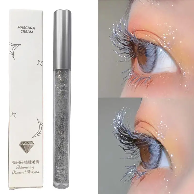 1 stücke Splitter Glitter Mascara schnell trocknen langlebige wasserdichte Curling dicke glänzende Wimpern sexy Diamant Mascara