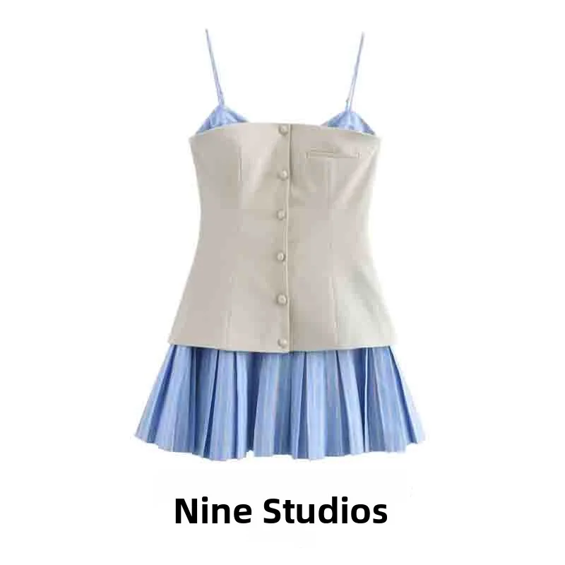 NINE ZAR femme coupe ajustée Tfeta Patchwork ter Dr ort jupe Ele 2305 Faionable décontracté Vintage Sle