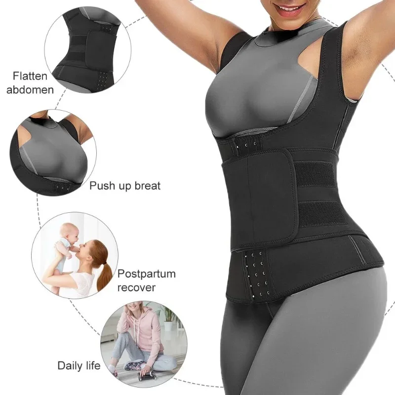 Body Shapewear For Women Belly Support Chest Three-Breasted Buckle Belt Fitness Waist Seal Corset Abdomen Slimming Body Shaper