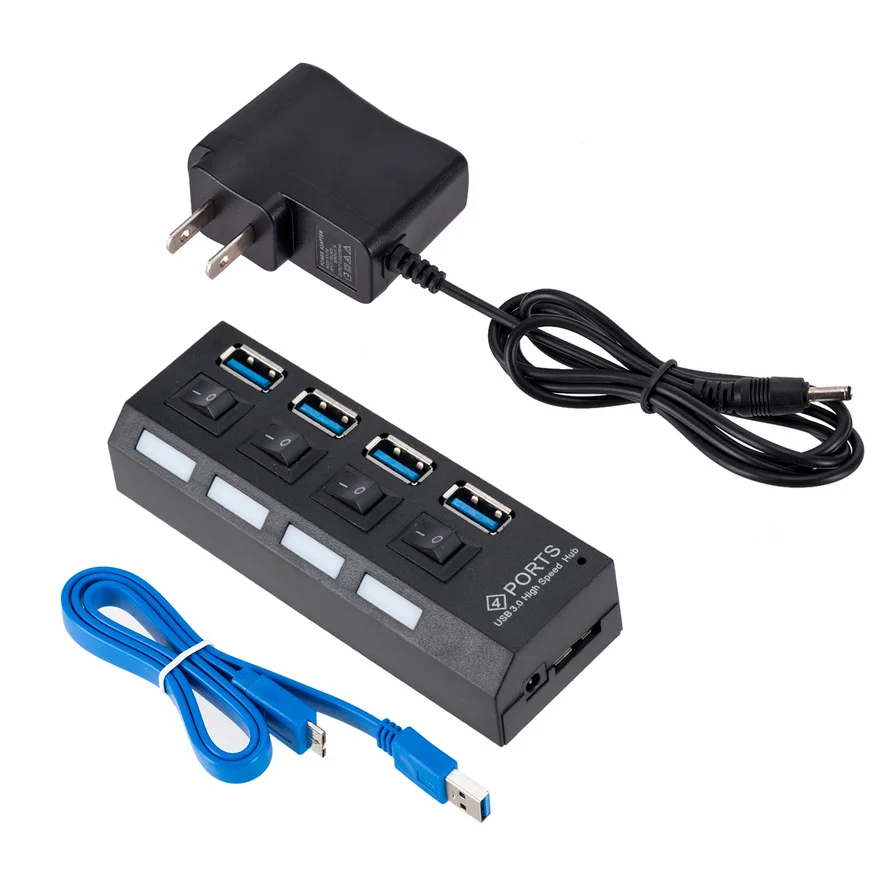 USB 3,0 Hub 5Gbps High Speed Multi USB Splitter 3 Hab Verwenden Power Adapter 4 Port Mehrere Expander Hub mit Schalter Für PC Laptop