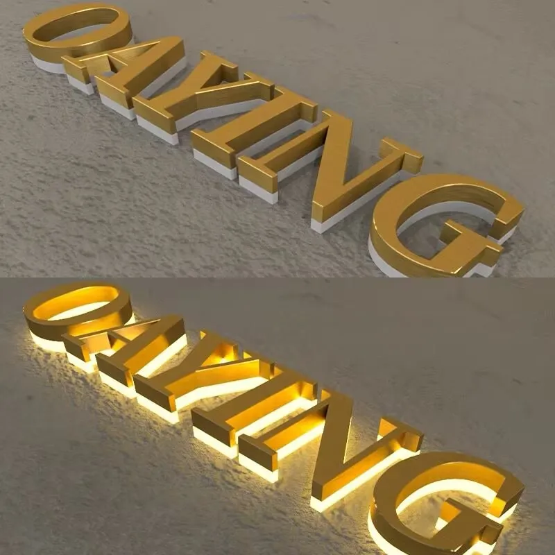 3D Led Stainless Steel Backlit Channel Letters Sign Light Wall Logo Signage Sign Custom 3D Led Letter Sign