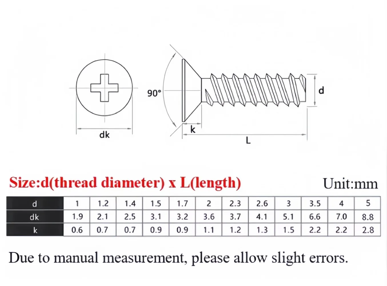 Anti‑Rust Black 304 Stainless Steel Mini Countersunk Self‑Tapping Screw M3 M3.5 M4 M5, 4‑40mm for Wood Metal Installation
