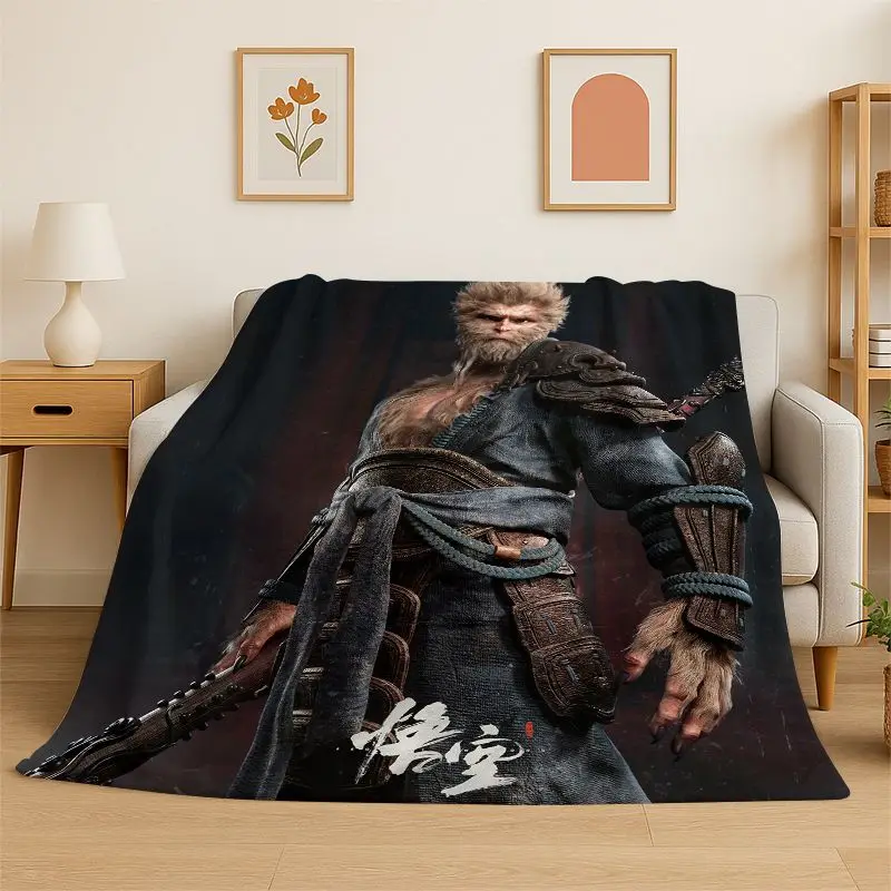 Classic Game Black Myth Wukong Flannel Blanket,Ultra Soft Warm Plush Throw for Home Bedroom Bed Sofa Cover Office Camping Picnic