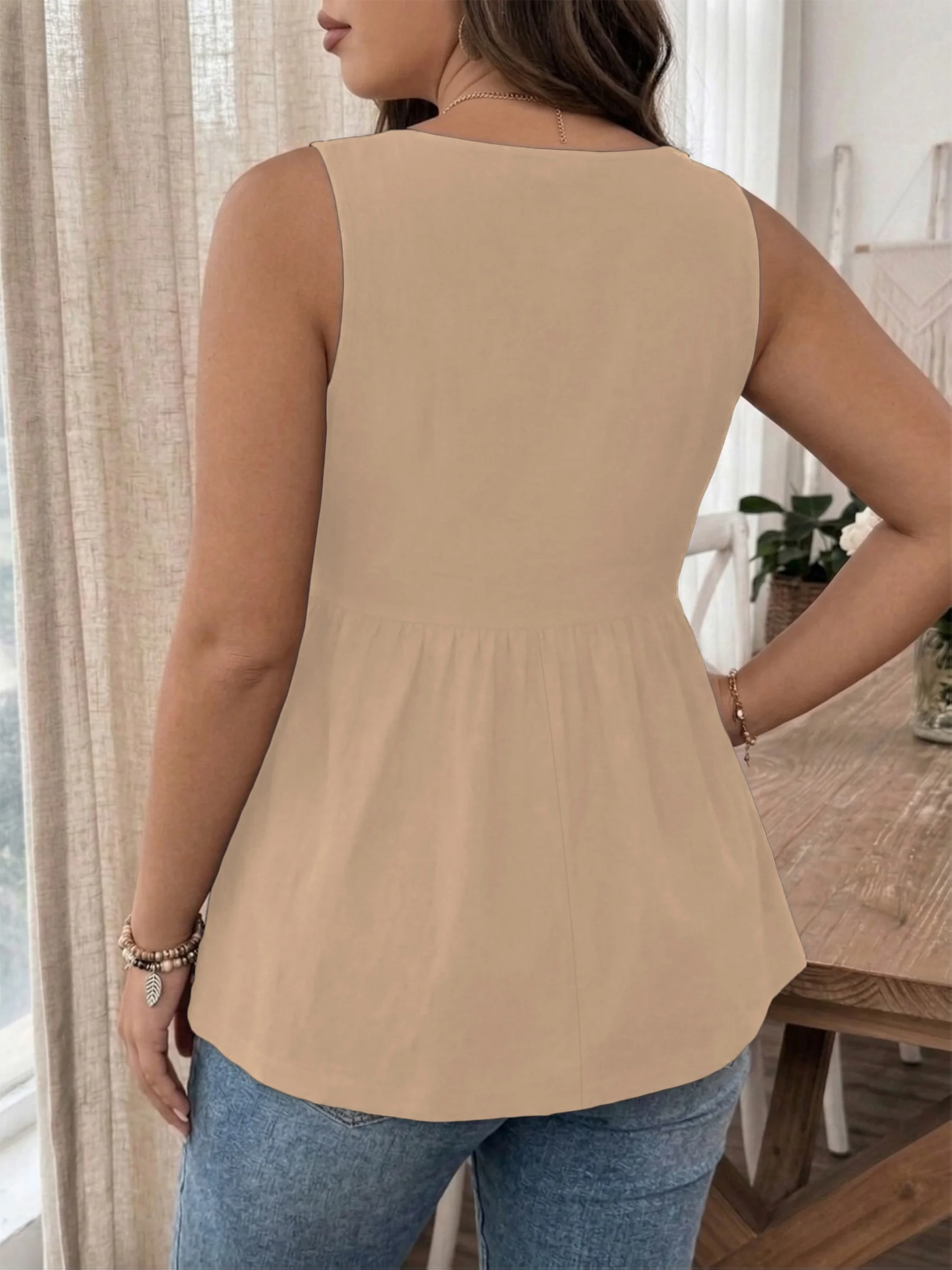 Stilvolles Plus-Size Damen-Tanktop mit Knopfdetails für mühelosen Mode-Look – Detail 24